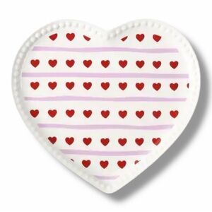 Valentine Heart Ceramic Plate Platter – Red & Pink Hearts – NWT